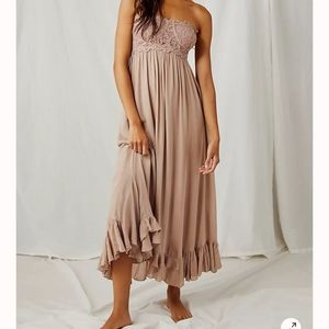Nwt Free People Adella corset Maxi dress hazelnut